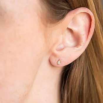 Bilde nummer 2 av Diamantøredobber i 585 gult gull 0,14 ct