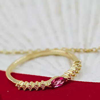 Bilde nummer 3 av Pan Jewelry, Ring i forgylt 925 sølv med rosa zirkonia