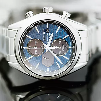 Bilde nummer 2 av Seiko, Solar herreklokke med stållenke og kronograf