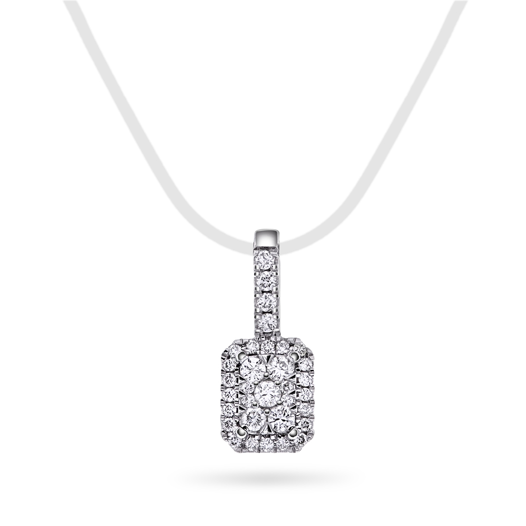Diamantanheng i 585 hvitt gull med 0,18 ct
