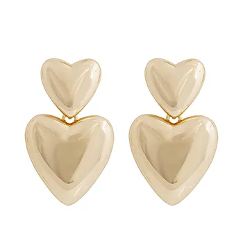Cute øredobber i forgylt messing med hjerter