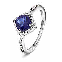 Pan Jewelry, Ring i 925 sølv med blå zirkonia