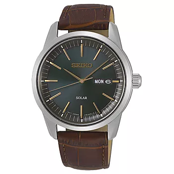 Seiko, Solar herreklokke med brun skinnrem