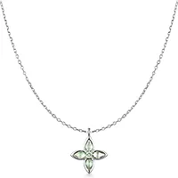 Smykke i 925 sølv med grønn kløver