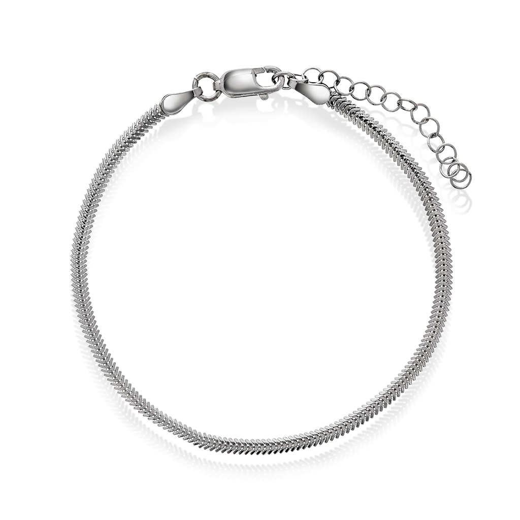 Oval slangearmbånd i 925 sølv, 19 cm