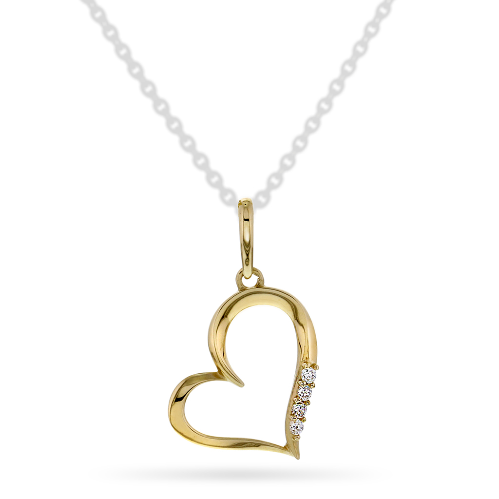 Pan Jewelry, Anheng i 585 gult gull med hjerte og zirkonia
