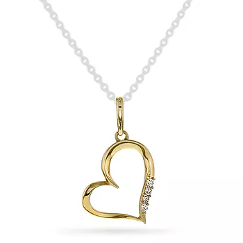 Pan Jewelry, Anheng i 585 gult gull med hjerte og zirkonia
