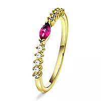 Pan Jewelry, Ring i forgylt 925 sølv med rosa zirkonia