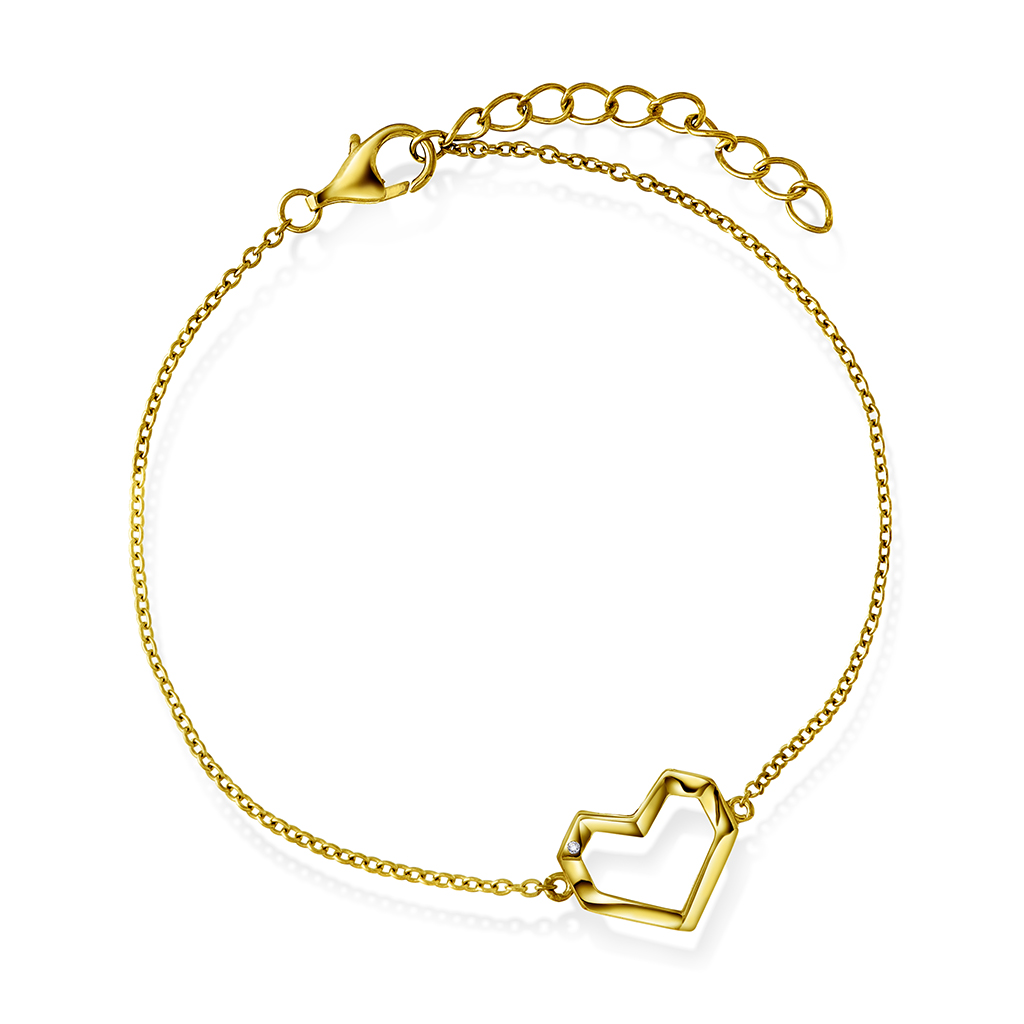 Pan Jewelry, Armbånd i forgylt 925 sølv med hjerte