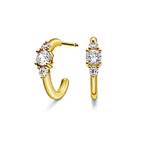 Pan Jewelry, Rio Radiance øredobber i forgylt 925 sølv med hvit zirkonia