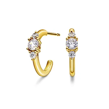 Pan Jewelry, Rio Radiance øredobber i forgylt 925 sølv med hvit zirkonia