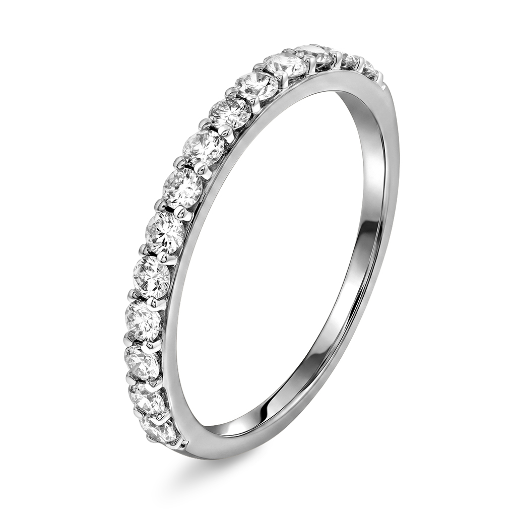 Carina diamantring i 375 hvitt gull 0,43 ct, str 60