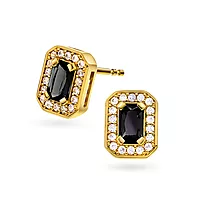 Pan Jewelry, Øredobber i 925 forgylt sølv med sort zirkonia