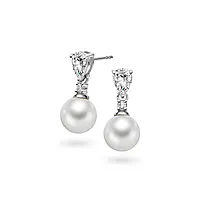Pan Jewelry, Øredobber i 925 rhodinert sølv med syntetisk perle og zirkonia