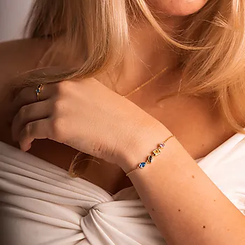 Bilde nummer 4 av Pan Jewelry, Armbånd i forgylt 925 sølv med farget zirkonia
