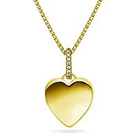 Pan Jewelry, Smykke i 925 forgylt sølv med hjerte og zirkonia på hempen