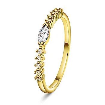 Pan Jewelry, Ring i forgylt 925 sølv med hvit zirkonia