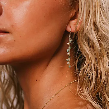 Bilde nummer 2 av Liana øredobber i 925 forgylt sølv med aventurin og turkis