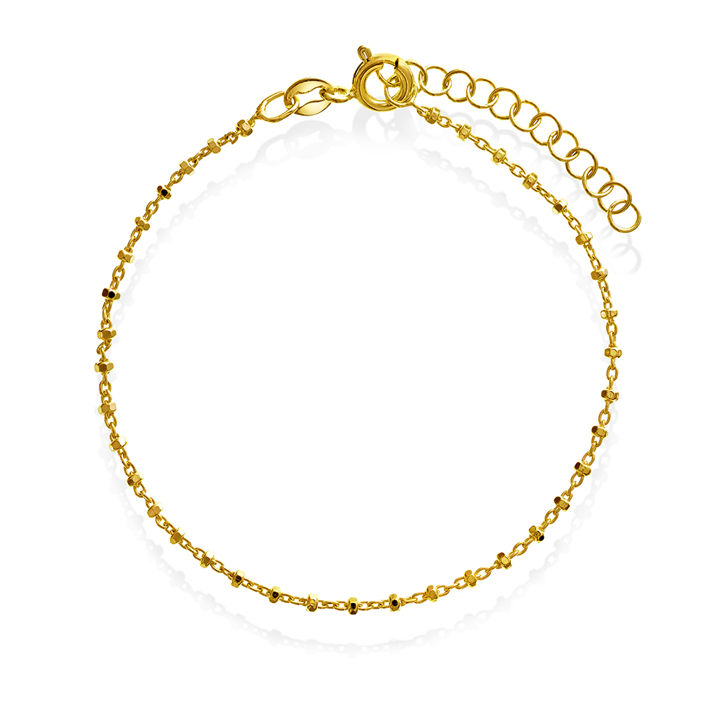 Pan Jewelry, Armbånd i forgylt 925 sølv med kuler, 19 cm