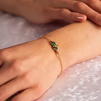 Bilde nummer 3 av Pan Jewelry, Armbånd i forgylt 925 sølv med grønne zirkonia