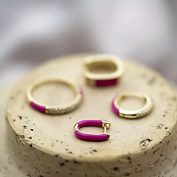 Bilde nummer 3 av Pan Jewelry, Emanuella rosa øreringer i 925 forgylt sølv