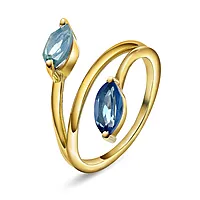 Mirage ring i 925 forgylt sølv med syntetisk iolitt og labradoritt