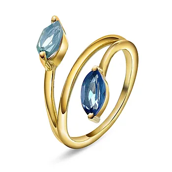 Mirage ring i 925 forgylt sølv med syntetisk iolitt og labradoritt
