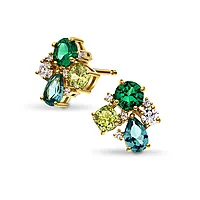 Pan Jewelry, Øredobber i forgylt 925 sølv med grønne zirkonia