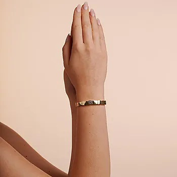 Bilde nummer 2 av Brick armbånd i forgylt messing med strikk