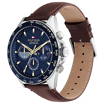 Bilde nummer 2 av Tommy Hilfiger, Owen herreklokke i stål med brun skinnrem