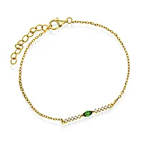 Pan Jewelry, Armbånd i forgylt 925 sølv med olivengrønn zirkonia