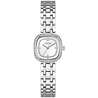 Dameklokke i sølvfarget stål med krystaller