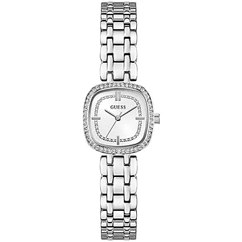 Dameklokke i sølvfarget stål med krystaller