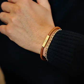 Bilde nummer 3 av Tind armbånd i brunt lær