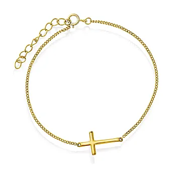 Armbånd i 925 forgylt sølv med kors