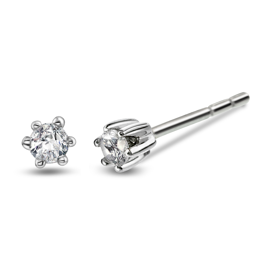 Pan Jewelry, Ingrid enstensøredobber i 585 hvitt gull 0,10 ct