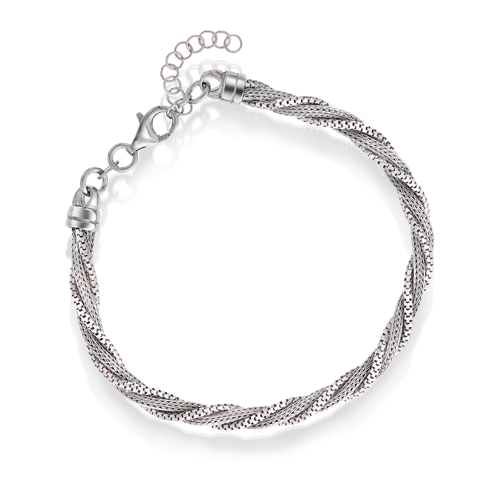 Pan Jewelry, Armbånd i rhodinert 925 sølv, 21 cm