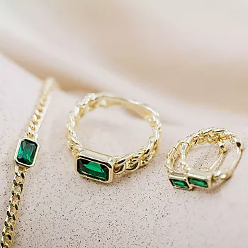 Bilde nummer 4 av Pan Jewelry, Armbånd i forgylt 925 sølv med grønn zirkonia
