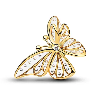 Charms i 925 forgylt sølv med stor sommerfugl