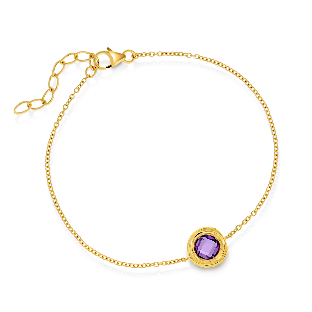 Pan Jewelry, Armbånd i forgylt 925 sølv med ametyst