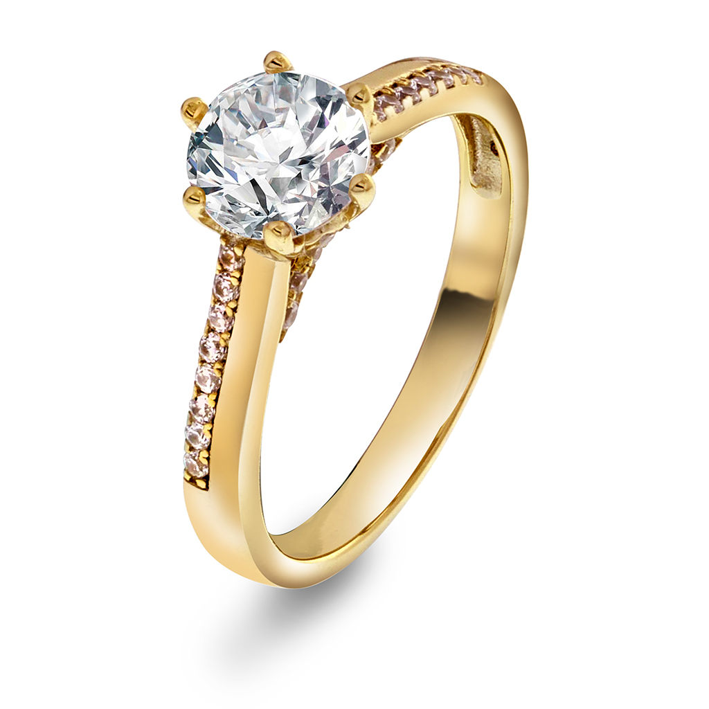 Pan Jewelry, Ring i 925 forgylt sølv med zirkonia