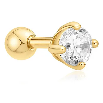 Ørepiercing i 925 forgylt sølv med zirkonia