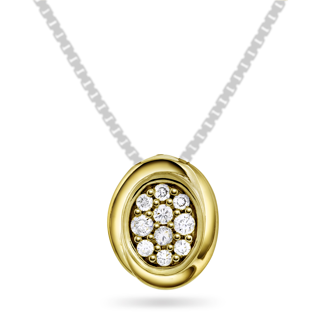 Pan Jewelry, Anheng i 585 gult gull med diamanter 0,15 ct