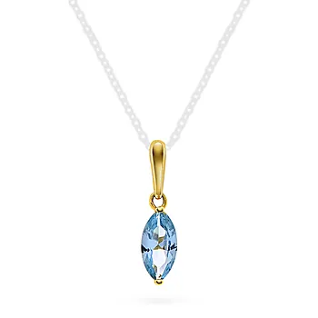 Pan Jewelry, Anheng i 585 gult gull med lys blå zirkonia