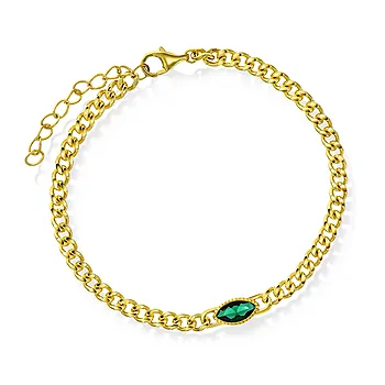 Pan Jewelry, Rio Radiance armbånd i forgylt 925 sølv med grønn zirkonia