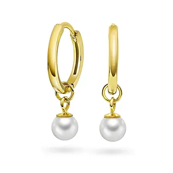 Pan Jewelry, Øredobber i forgylt 925 sølv med syntetisk perle