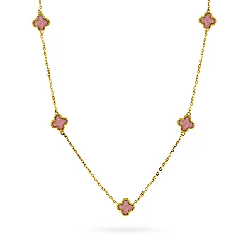 Pan Jewelry, Kløver smykke i forgylt 925 sølv med rosa rhodokrositt