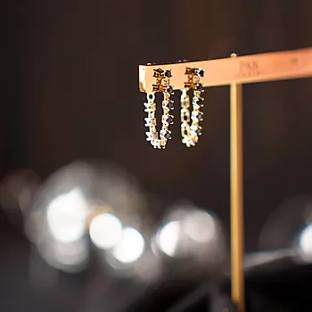 Bilde nummer 4 av Zela øredobber i 925 forgylt sølv med sort zirkonia