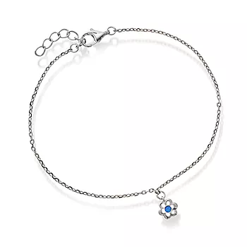 Pan Jewelry, Ankelkjede til barn i rodinert 925 sølv med blomst