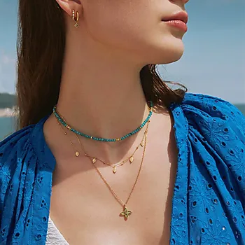 Bilde nummer 2 av Smykke i 925 forgylt sølv med grønn kløver